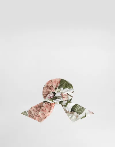 Dolce & Gabbana Hydrangea-print Poplin Scrunchie In Neutral