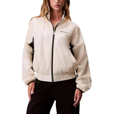 Calvin Klein Jeans Est.1978 White Polypropylene Shell Jacket In Neutral