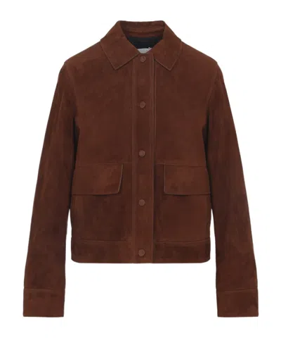 Yves Salomon Long-sleeved Leather Jacket In Brown