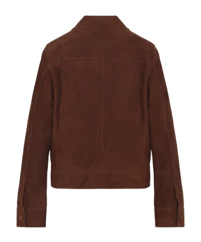 Yves Salomon Long-sleeved Leather Jacket In Brown