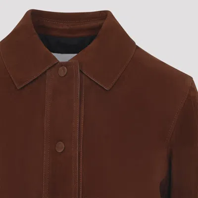Yves Salomon Long-sleeved Leather Jacket In Brown