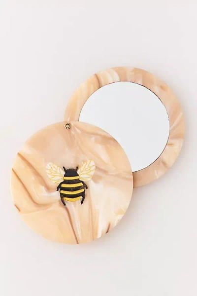 Solar Eclipse Handpainted Compact Mirror In Multi