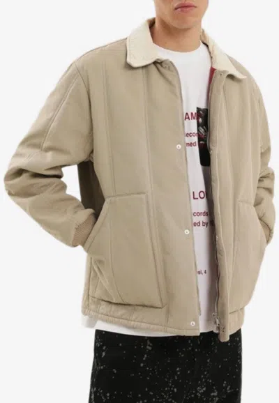 1989 Studio Padded Canvas Jacket Shearling Collar In Neutral