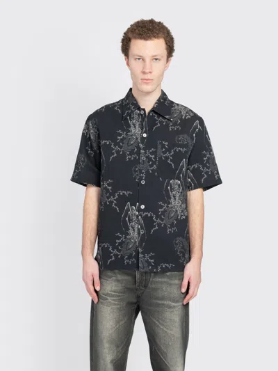 Our Legacy Mens Death Paisley Print Graphic-print Short-sleeve Cotton And Linen Shirt In Multi