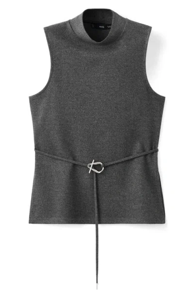 Mango Belt Sleeveless Top In Gray