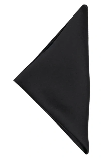 Construct Solid Satin Pocket Square In Black