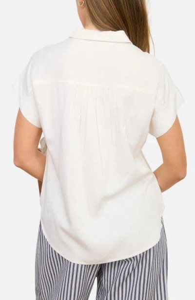 Blu Pepper Solid Short Sleeve Button-up Shirt In White