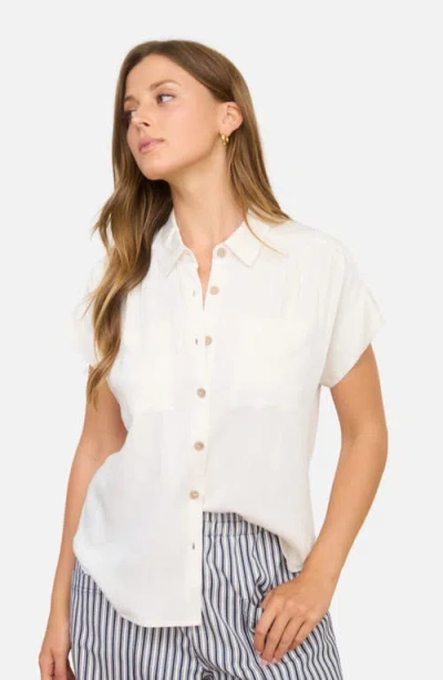 Blu Pepper Solid Short Sleeve Button-up Shirt In White