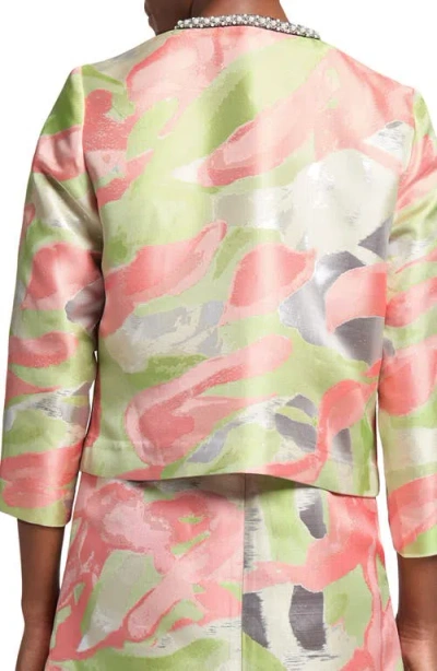 Ming Wang Beaded Abstract Jacquard Jacket In Multi