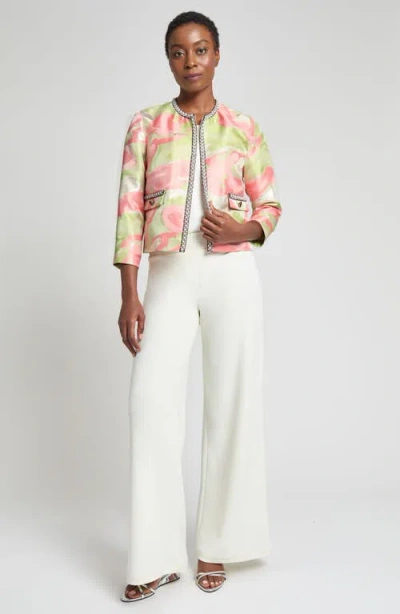 Ming Wang Beaded Abstract Jacquard Jacket In Multi