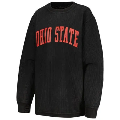 Pressbox Black Ohio State Buckeyes Comfy Corded Vintage Wash Basic Arch Pullover Sweatshirt In Black