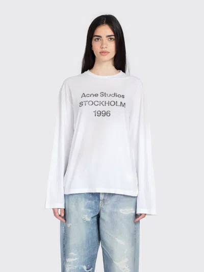 Acne Studios Relaxed Logo Ls T-shirt In White