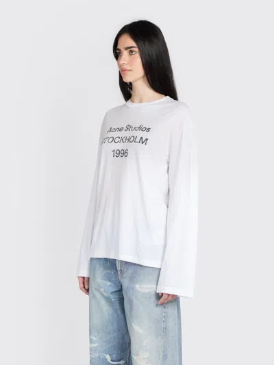 Acne Studios Relaxed Logo Ls T-shirt In White