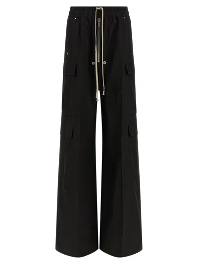 Rick Owens Cargobelas Drawstring Elasticated Trousers In Black