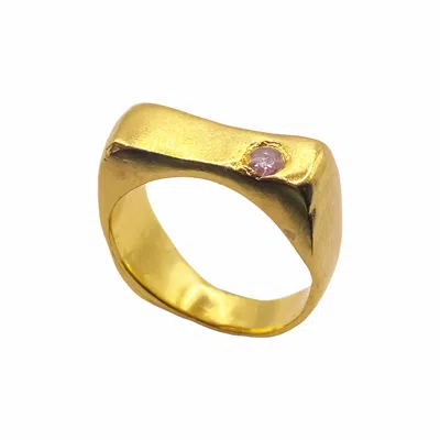 Moca Jewellery Women's Pink / Gold Grace Bow Gem Ring - Gold Vermeil ...