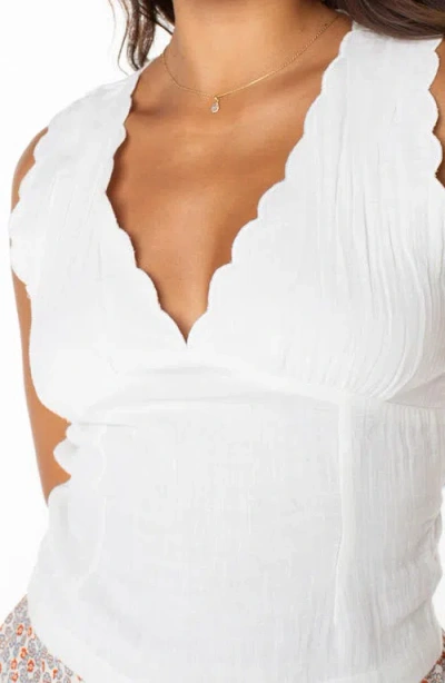 Roxy Sweet Talk Scallop Trim Cotton Tank In White