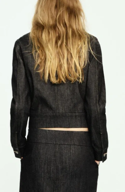 Mango Fitted Denim Jacket In Black