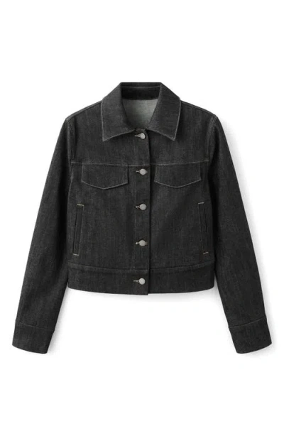 Mango Fitted Denim Jacket In Black