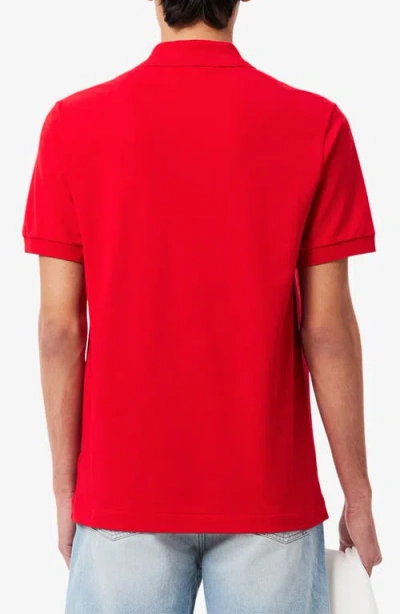 Lacoste Short Sleeve Pique Original Fit Polo Shirt In Red