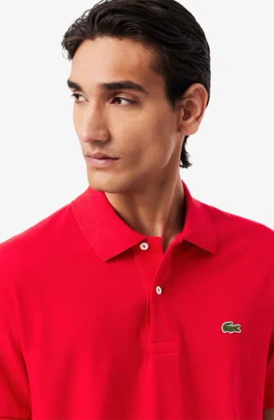 Lacoste Short Sleeve Pique Original Fit Polo Shirt In Red