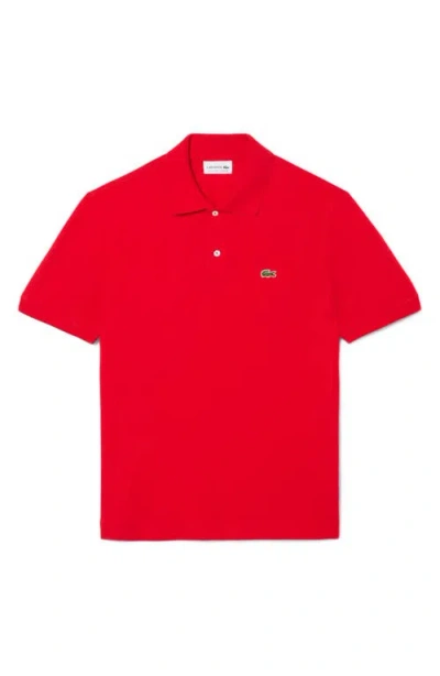 Lacoste Short Sleeve Pique Original Fit Polo Shirt In Red