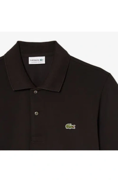 Lacoste Logo-detail Button Polo Shirt In Brown