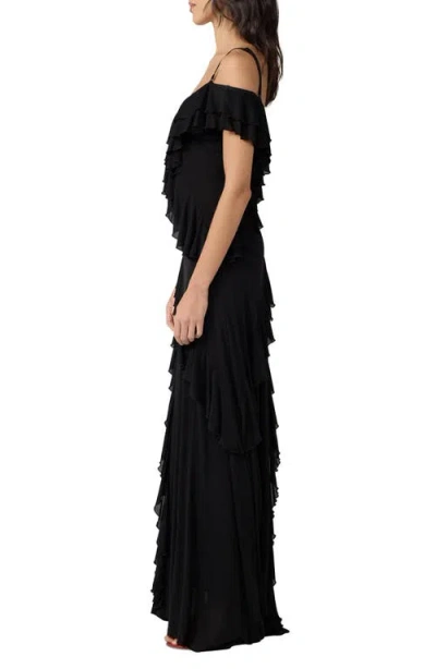 Dvf Sofia Cold Shoulder Gown In Black