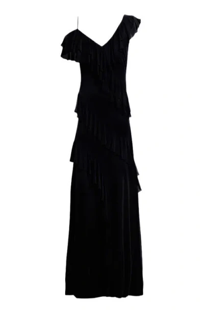 Dvf Sofia Cold Shoulder Gown In Black