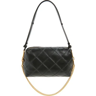 Tory Burch Fleming Black Diamond Quilted Shoulder Bag With Chain-link Shoulder Strap In Leather Woman