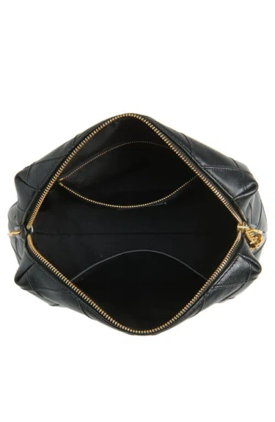 Tory Burch Fleming Black Diamond Quilted Shoulder Bag With Chain-link Shoulder Strap In Leather Woman