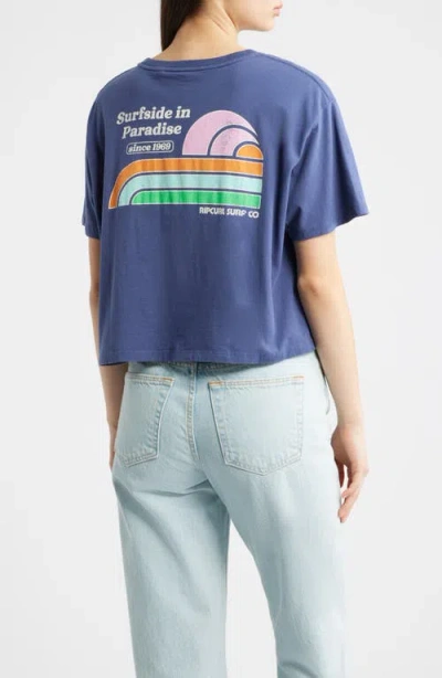 Rip Curl Surf Side Crop Graphic T-shirt In Blue