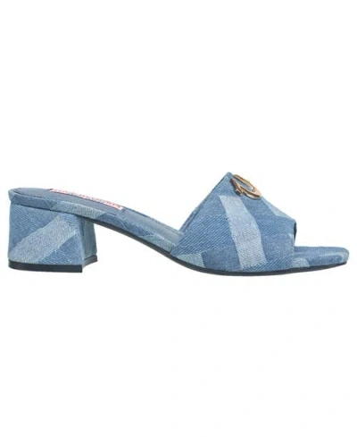 True Religion Single Strap Logo Block Heel In Multi