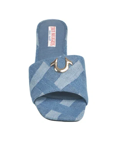 True Religion Single Strap Logo Block Heel In Multi