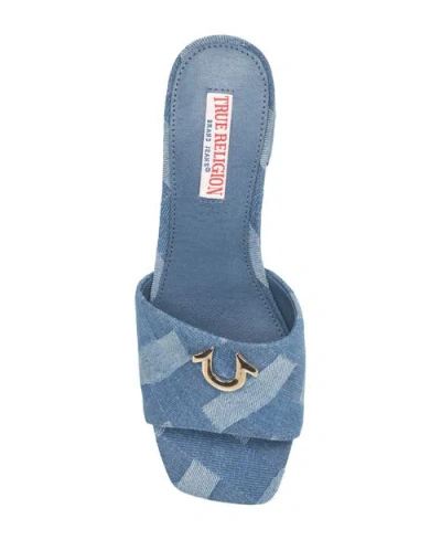 True Religion Single Strap Logo Block Heel In Multi