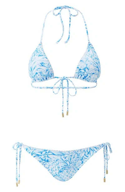 Melissa Odabash Adelaide Floral-print Bikini Top In Blue