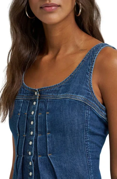 Wrangler Pleated Denim Corset Tank In Blue