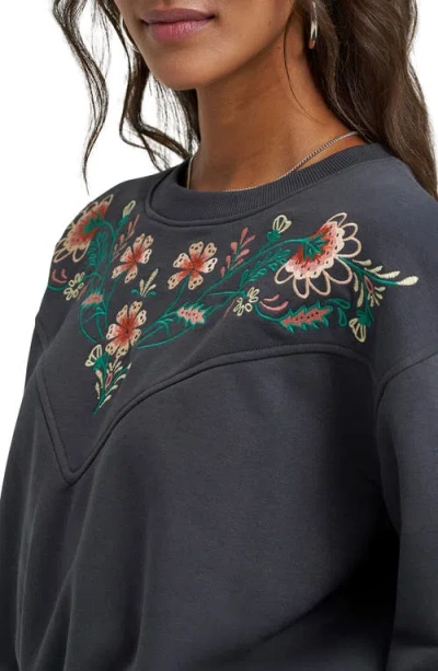 Wrangler Floral Embroidered Yoke Sweatshirt In Multi