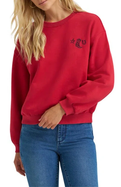 Wrangler Western Embroidered Pullover Sweatshirt In Red