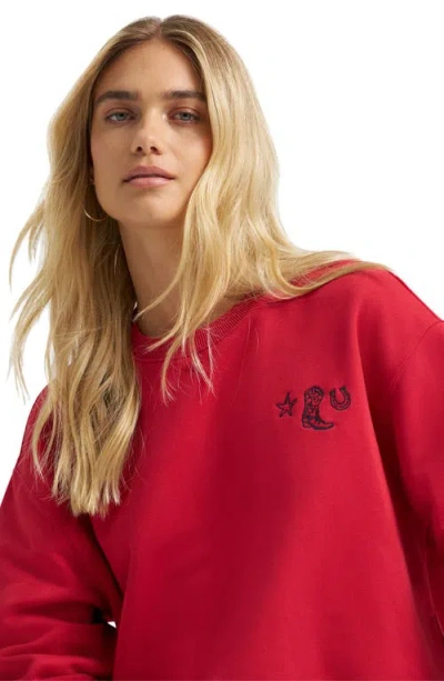 Wrangler Western Embroidered Pullover Sweatshirt In Red