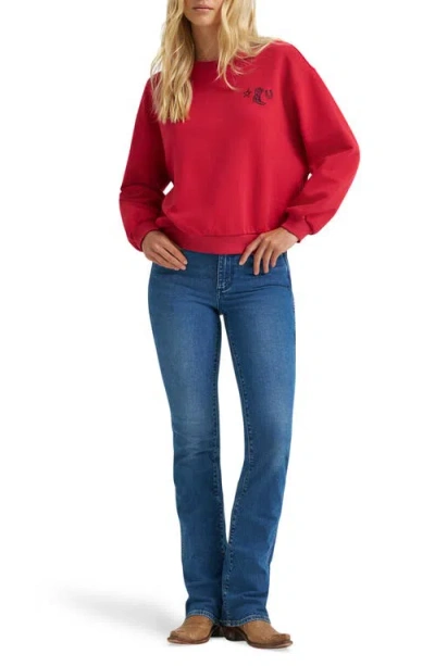 Wrangler Western Embroidered Pullover Sweatshirt In Red
