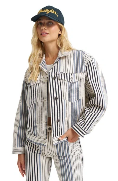 Wrangler Stripe Denim Trucker Jacket In Multi