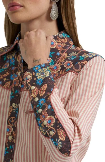 Wrangler X Lainey Wilson Prairie Print Western Snap Shirt In Multi