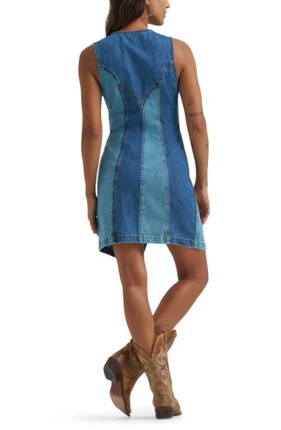 Wrangler Patchwork Denim Sheath Dress In Blue