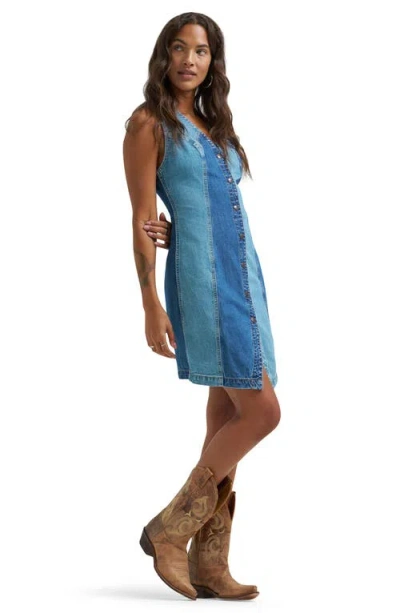 Wrangler Patchwork Denim Sheath Dress In Blue