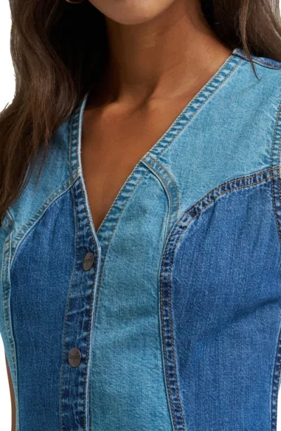 Wrangler Patchwork Denim Sheath Dress In Blue