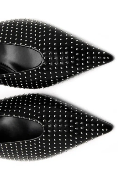 Mango Studded Pointed Toe Slingback Pump In Black
