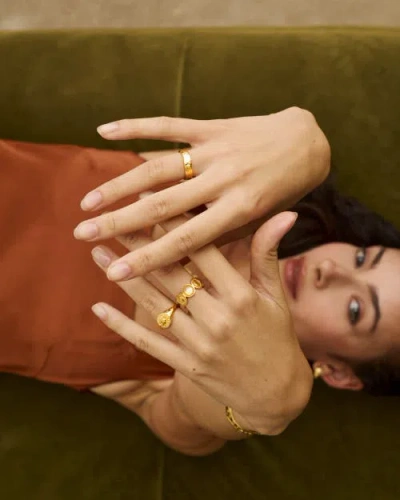 Ottoman Hands Moon Phase Stacking Ring In Burgundy