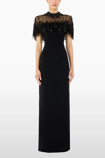 Jenny Packham Livia Beaded-embellishment Zip-up Maxi Dress In Green