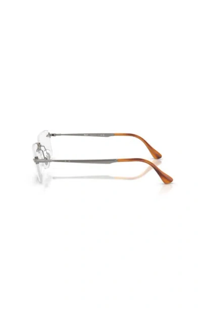Persol 57mm Rectangle Optical Glasses In Gray