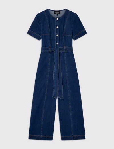 Whistles Button Down Jumpsuit In Blue
